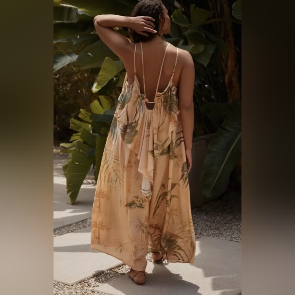 Tahnee Kelland for Anthropologie tropical print boho dress, size medium.